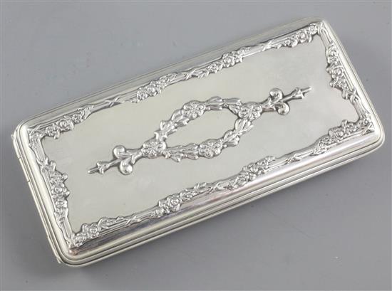 A late 19th century American sterling silver travelling folding cribbage board and four silver gilt pegs by Theodore B. Starr, 6 oz.